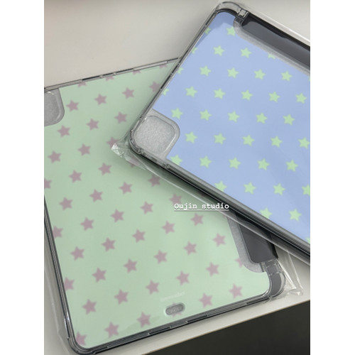 韓系ins風簡約創意古早滿屏星星適用2025ipad11/10代10.9寸/air6/7/10.2寸防摔霧面帶筆槽支架蘋果軟殼保護套