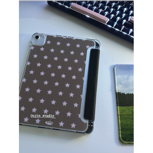 韓系ins風簡約創意古早滿屏星星適用2025ipad11/10代10.9寸/air6/7/10.2寸防摔霧面帶筆槽支架蘋果軟殼保護套