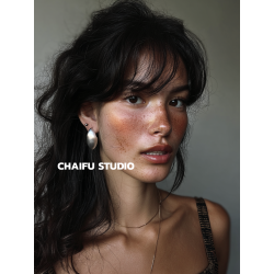 柴夫工作室/R562 歐美誇張橢圓金屬拉絲耳釘輕奢冷淡風顯瘦耳環