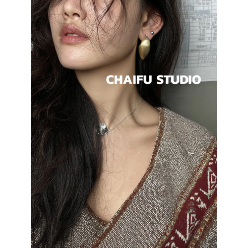 柴夫工作室/R562 歐美誇張橢圓金屬拉絲耳釘輕奢冷淡風顯瘦耳環 柴夫工作室/R562 歐美誇張橢圓金屬拉絲耳釘輕奢冷淡風顯瘦耳環