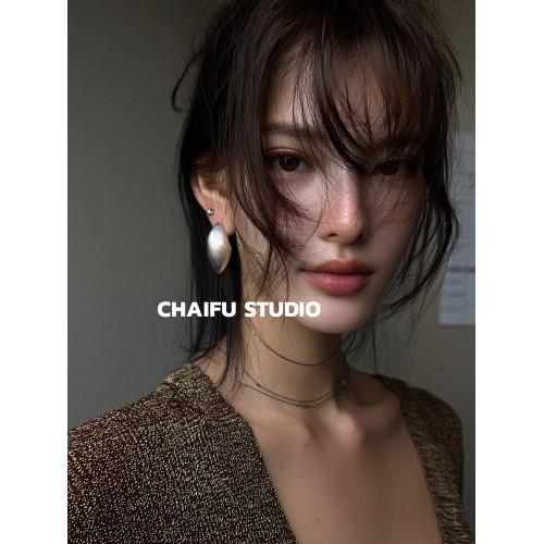 柴夫工作室/R562 歐美誇張橢圓金屬拉絲耳釘輕奢冷淡風顯瘦耳環 柴夫工作室/R562 歐美誇張橢圓金屬拉絲耳釘輕奢冷淡風顯瘦耳環