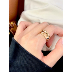 小香風cococruch菱格紋戒指女18K玫瑰金經典窄寬戒曡戴Jennie同款