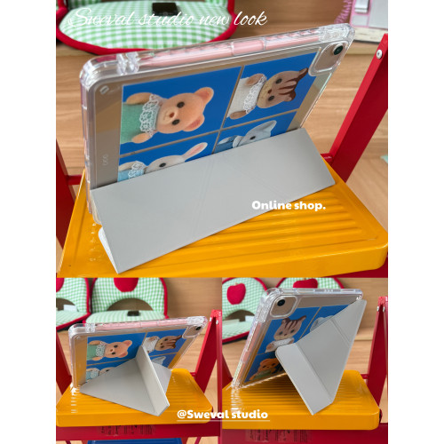 甜味山穀證件照森貝兒可愛韓國ins風感皮革平板保護殼防彎亞克力背板適用於ipad蘋果pro2022air456mini67