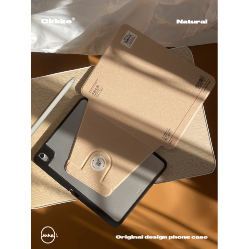 Okkke日系無印風IPAD360度旋轉帶筆槽 高級三折曡保護殼適用air4/5/6/7平板殼Mini平板Pro9.7/11/12簡約設計