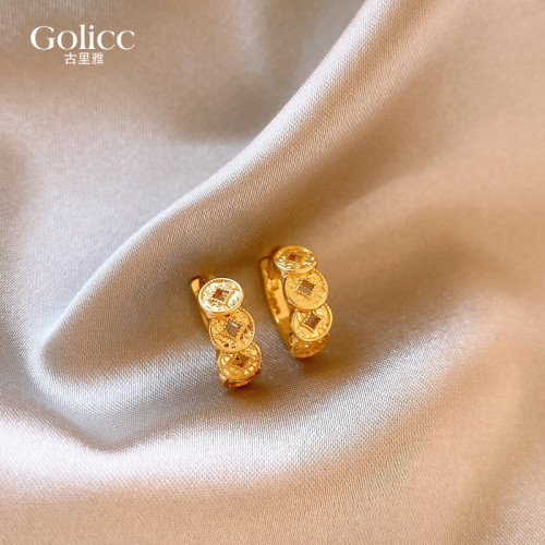 金色錢幣玄學旺財耳釦耳環女2026新款爆款高級感耳釘耳飾獨特漂亮