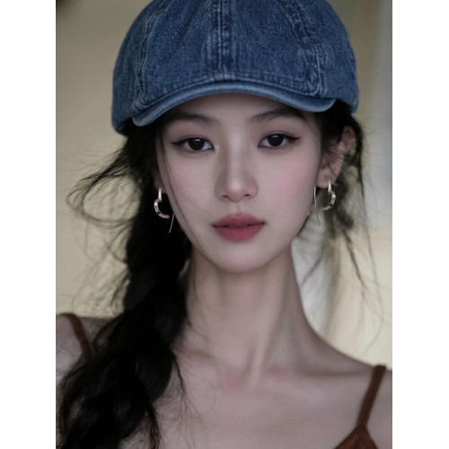 Z小姐 925銀簡約線條愛心耳環女時尚百搭氣質高級感耳飾2025爆款