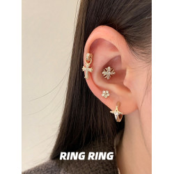 RINGRING商店耳骨釘醫用鈦鋼耳釘養耳洞耳蝸釘秋冬金色耳飾女耳圈