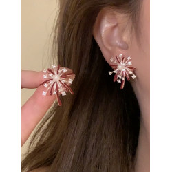 s925銀針閃鑽菸花耳環輕奢小衆復古耳釘新款獨特個性高級耳飾新款