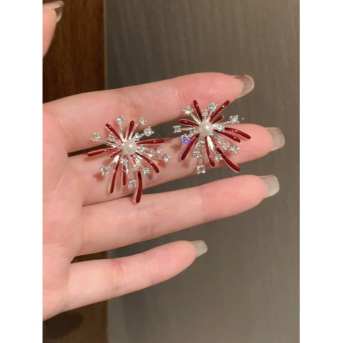 s925銀針閃鑽菸花耳環輕奢小衆復古耳釘新款獨特個性高級耳飾新款