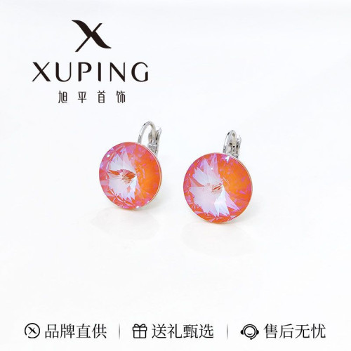 旭平圓餅仿水晶耳釦時尚精緻優雅高級耳飾