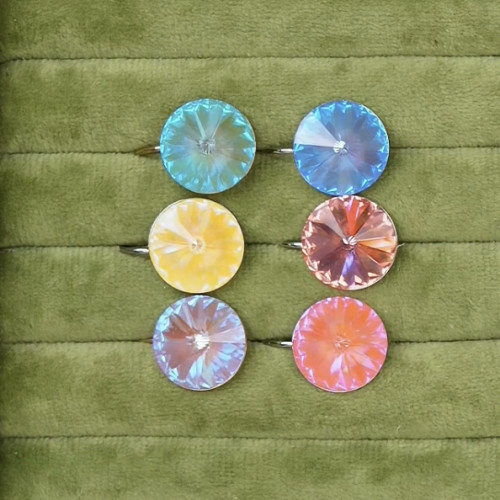 旭平圓餅仿水晶耳釦時尚精緻優雅高級耳飾