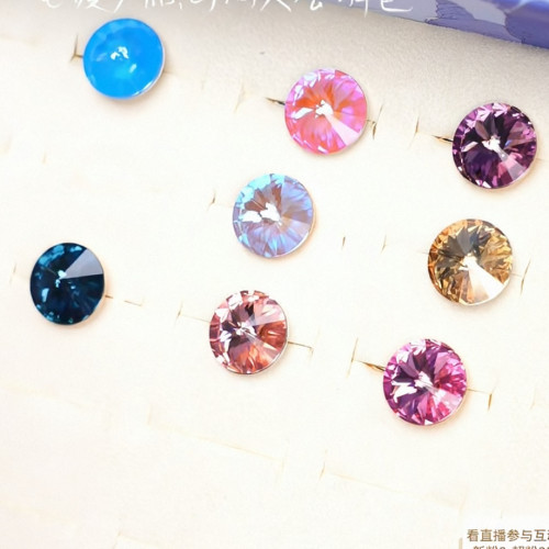 旭平圓餅仿水晶耳釦時尚精緻優雅高級耳飾