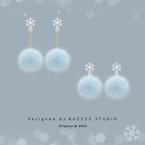 原創白色雪花毛絨毛球耳釘冬季氣質銀針長款耳環無耳洞耳夾耳飾