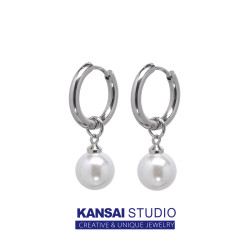 珍珠耳墜耳環鈦鋼耳釘無耳洞耳夾嘻哈潮款耳圈高級感百搭男女耳飾