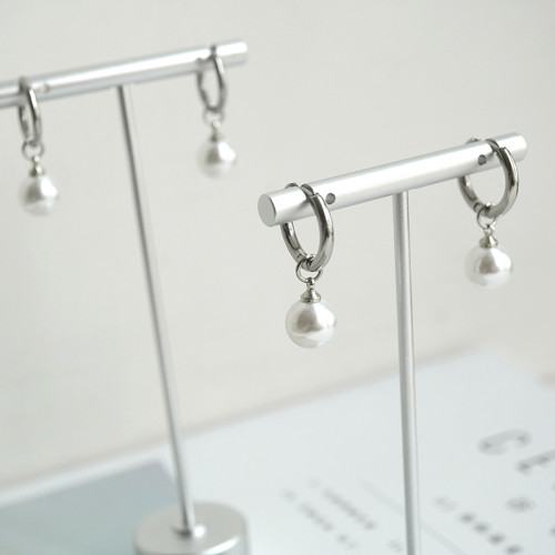 珍珠耳墜耳環鈦鋼耳釘無耳洞耳夾嘻哈潮款耳圈高級感百搭男女耳飾