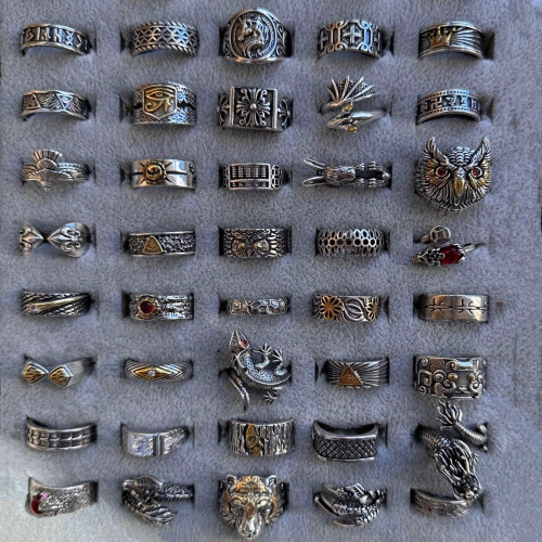 歐美做舊復古男戒指龐克小衆開口可調節嘻哈指環食指戒指寬面女潮