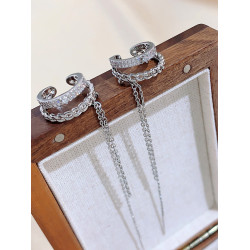 耳針一體式耳骨夾女時尚簡約氣質百搭個性雙層圓圈耳夾耳環新款潮