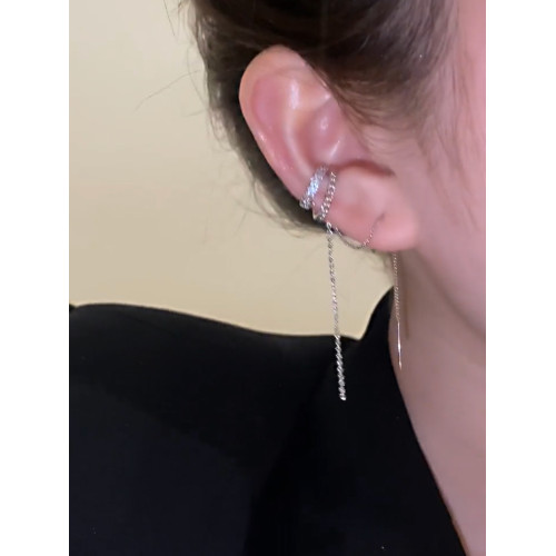 耳針一體式耳骨夾女時尚簡約氣質百搭個性雙層圓圈耳夾耳環新款潮