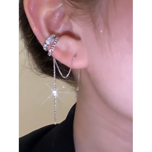 耳針一體式耳骨夾女時尚簡約氣質百搭個性雙層圓圈耳夾耳環新款潮