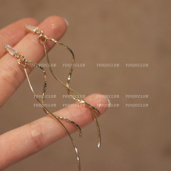 YOUJUclub-優雅閃耀~高級感簡約線條長款氣質優雅耳環蚊香盤耳夾
