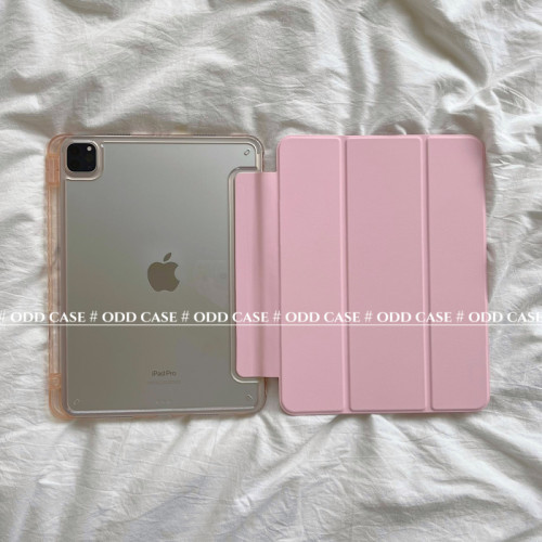 odd/ 平板保護套pro11/10.9寸吸磁繙蓋三折/休眠9.7寸/10.2/air5/10代支架/防摔全包ipad硬殼MINI6粉色