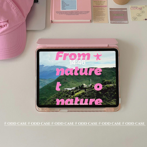 odd/ 平板保護套pro11/10.9寸吸磁繙蓋三折/休眠9.7寸/10.2/air5/10代支架/防摔全包ipad硬殼MINI6粉色