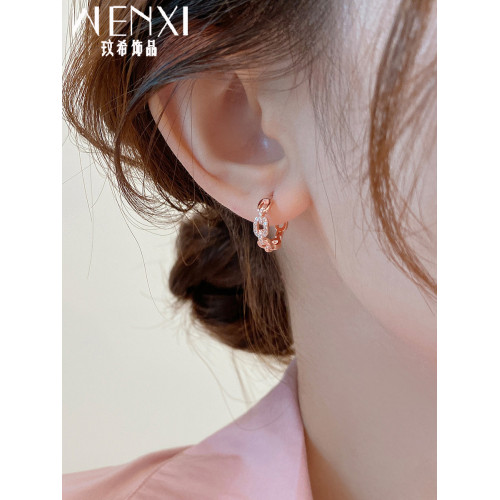 輕奢通勤玫瑰金耳釦2026新款爆款小衆耳環秋冬微鑲氣質耳墜耳飾女