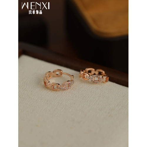 輕奢通勤玫瑰金耳釦2026新款爆款小衆耳環秋冬微鑲氣質耳墜耳飾女