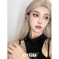 DIGU甜酷辣妹黑玫瑰蝴蝶流蘇耳夾無耳洞輕奢小衆設計感耳骨夾耳飾