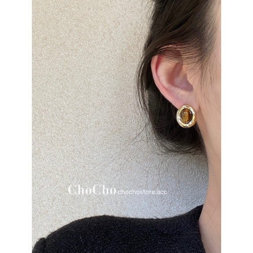 chocho/焦糖慄子棕 925銀針秋冬復古美拉德高級感耳釘氣質耳飾女 chocho/焦糖慄子棕 925銀針秋冬復古美拉德高級感耳釘氣質耳飾女