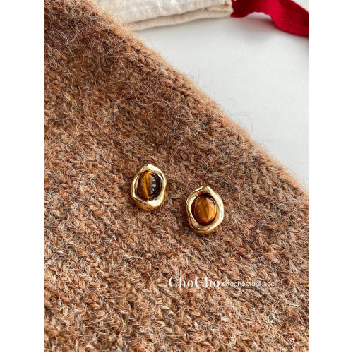 chocho/焦糖慄子棕 925銀針秋冬復古美拉德高級感耳釘氣質耳飾女 chocho/焦糖慄子棕 925銀針秋冬復古美拉德高級感耳釘氣質耳飾女