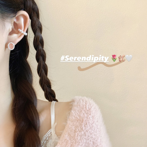 「初戀粉色系」簡約百搭小巧貓眼珍珠耳釘小衆設計感氣質日常耳夾