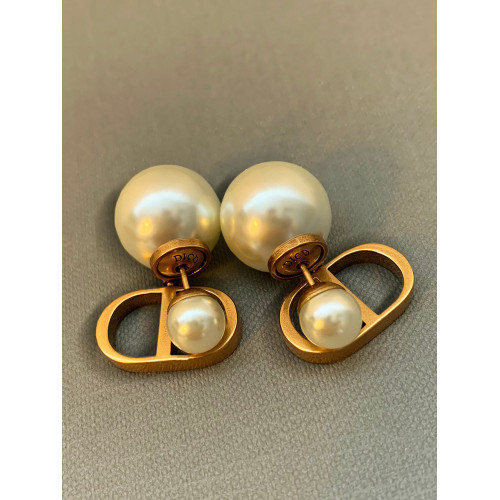 D家前後雙面大珍珠耳環女cd耳釘新款爆款輕奢高級感耳夾氣質耳飾