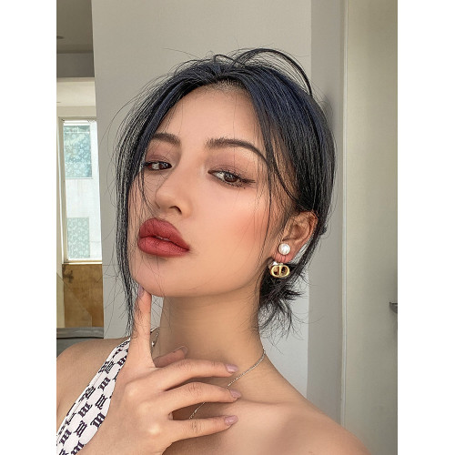 D家前後雙面大珍珠耳環女cd耳釘新款爆款輕奢高級感耳夾氣質耳飾