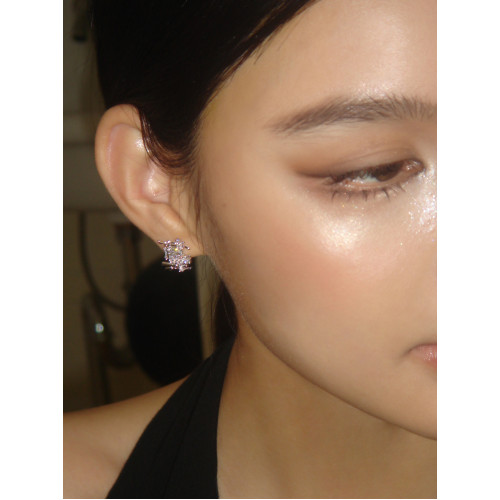 Boonee alus復古金色耳釘女新款金屬鋯石小衆編織耳環高級設計感