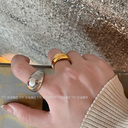 博主同款 小衆設計歐美ins冷淡風金屬高級感開口戒指可調節食指戒