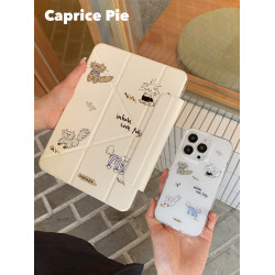 Caprice Pie 【白鹿同款】原創貓咪小狗ipad殼Air4/5蘋果平板防摔保護套Y型三折磁吸搭釦全包11英寸air6/7