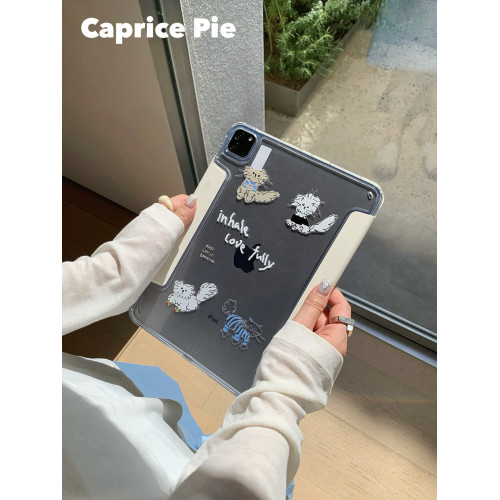 Caprice Pie 【白鹿同款】原創貓咪小狗ipad殼Air4/5蘋果平板防摔保護套Y型三折磁吸搭釦全包11英寸air6/7