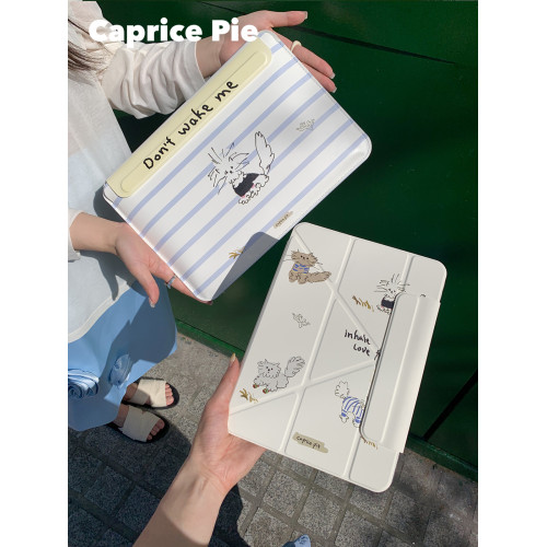 Caprice Pie 【白鹿同款】原創貓咪小狗ipad殼Air4/5蘋果平板防摔保護套Y型三折磁吸搭釦全包11英寸air6/7