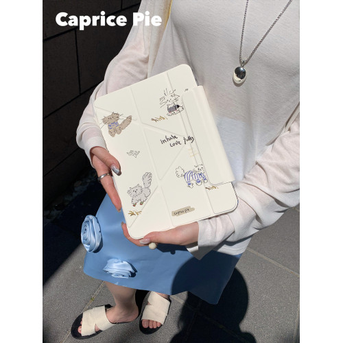 Caprice Pie 【白鹿同款】原創貓咪小狗ipad殼Air4/5蘋果平板防摔保護套Y型三折磁吸搭釦全包11英寸air6/7