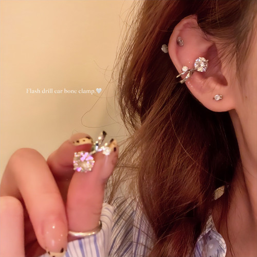 小燈泡閃鋯耳骨夾無耳洞耳夾獨特絕美高級感輕奢氣質耳飾女耳環