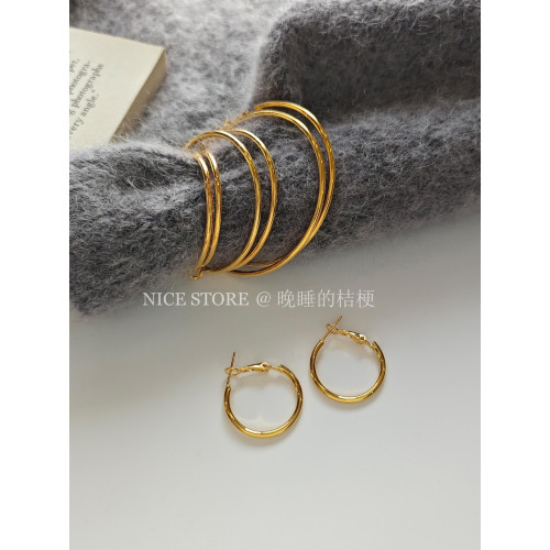 晚睡的桔梗｜經典素圈 基礎高級感圈圈耳飾2025新款百搭耳圈耳環