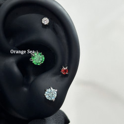 Orange Sea超閃鋯石龍爪鑲嵌耳釘獨特五爪龍鱗鈦鋼平底耳骨耳蝸釘