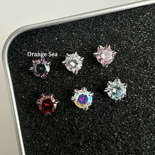 Orange Sea超閃鋯石龍爪鑲嵌耳釘獨特五爪龍鱗鈦鋼平底耳骨耳蝸釘 Orange Sea超閃鋯石龍爪鑲嵌耳釘獨特五爪龍鱗鈦鋼平底耳骨耳蝸釘