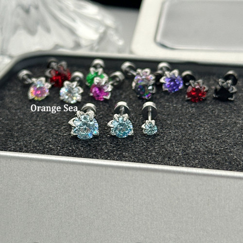 Orange Sea超閃鋯石龍爪鑲嵌耳釘獨特五爪龍鱗鈦鋼平底耳骨耳蝸釘 Orange Sea超閃鋯石龍爪鑲嵌耳釘獨特五爪龍鱗鈦鋼平底耳骨耳蝸釘