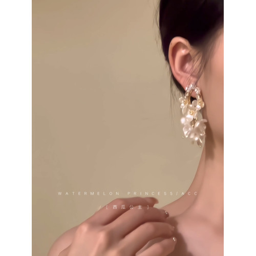 「茉莉花瀑」法式花朵耳環女超仙復古耳飾高級感輕奢小衆氣質耳釘