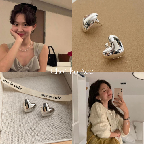 chocho/韓國博主fever同款字母愛心耳釘ins氣質高級感小衆耳飾女