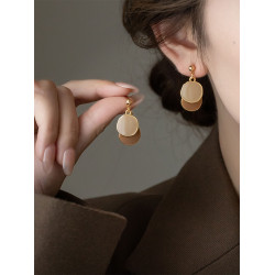 美拉德氛圍感圓片耳環2026新款爆款耳釘女復古高級感獨特耳飾耳墜