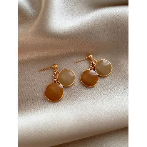 美拉德氛圍感圓片耳環2026新款爆款耳釘女復古高級感獨特耳飾耳墜