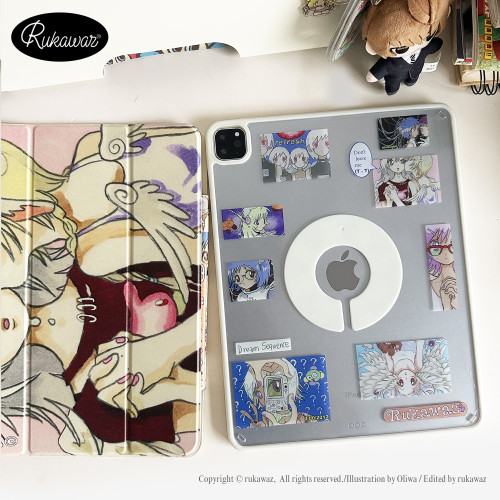 RUKAWAZxoliwa奧莉蛙聯名原創Angel Kiss磁吸亞克力防摔適用蘋果平板iPad pro保護殼